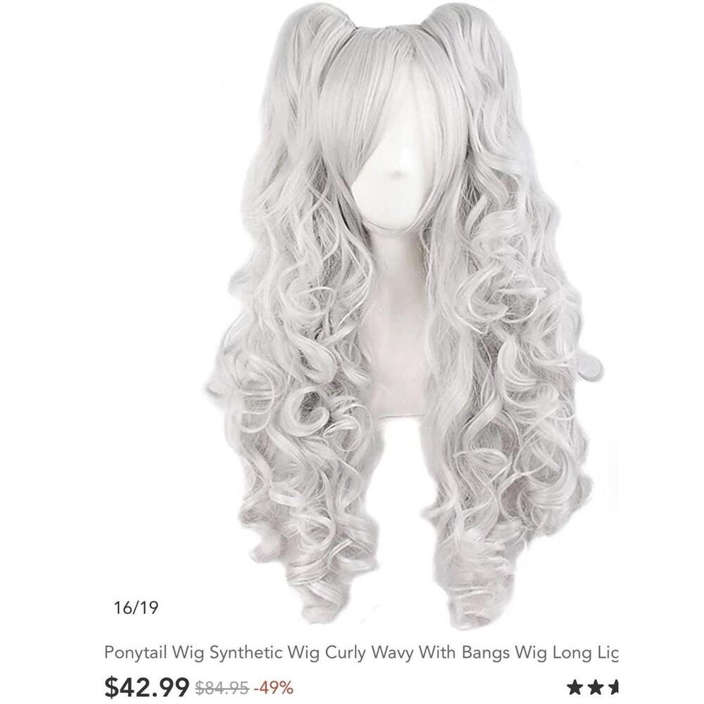 Hair 28 inch Women's Anime Cosplay Creative Blue Purple Halloween Wigs